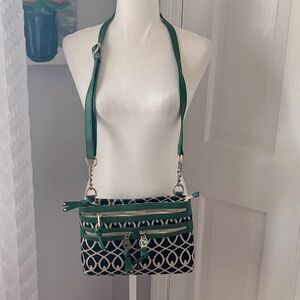 Spartina 449 Daufuski  Island 12 x 9” green and navy purse crossbody